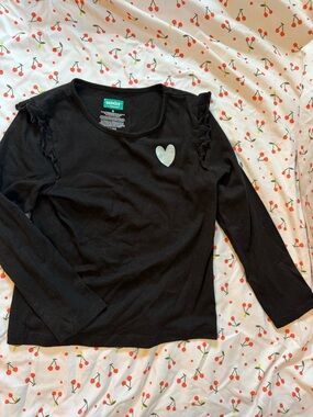 3xKIDS Black Long Sleeve Tee with Silver Heart
